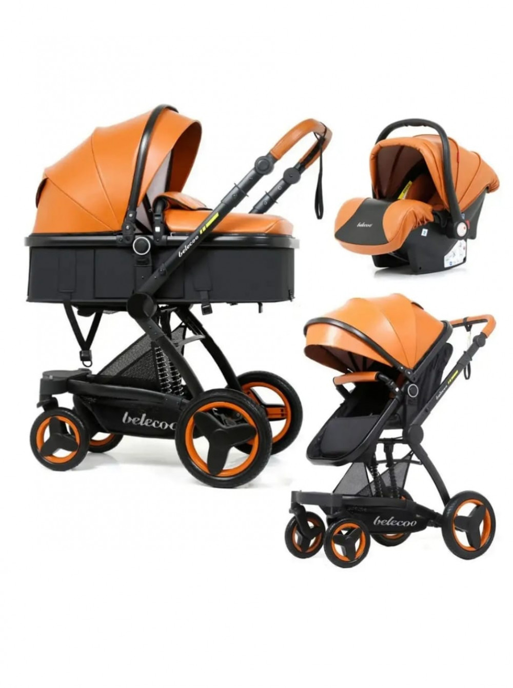 Коляска-трансформер Belecoo X6 3 в 1 коричневый