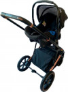 Коляска Прогулочная с автолюлькой Kidilo E80 black (черный), рама бронза+черный