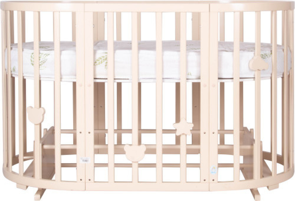 Кроватка-трансформер Лель Декор 17 в 1 с маятником 125*75 (овал) и 75*75 (круг) слон.кость