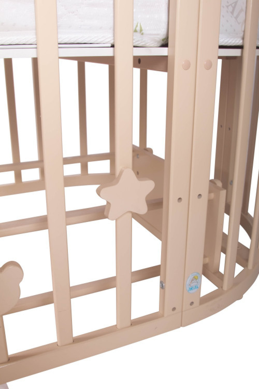 Кроватка-трансформер Лель Декор 17 в 1 с маятником 125*75 (овал) и 75*75 (круг) слон.кость