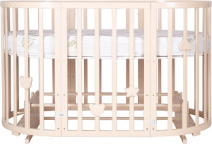 Кроватка-трансформер Лель Декор 17 в 1 с маятником 125*75 (овал) и 75*75 (круг) слон.кость - фото 1