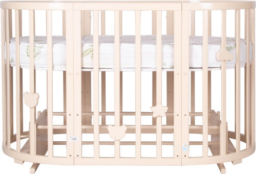 Кроватка-трансформер Лель Декор 17 в 1 с маятником 125*75 (овал) и 75*75 (круг) слон.кость