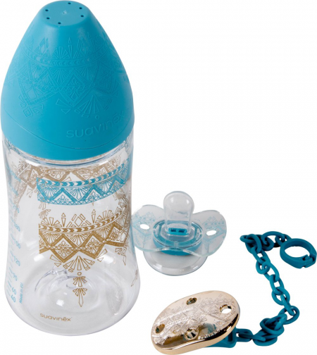 Набор Suavinex бутылочка 270мл 0-4 голубой 