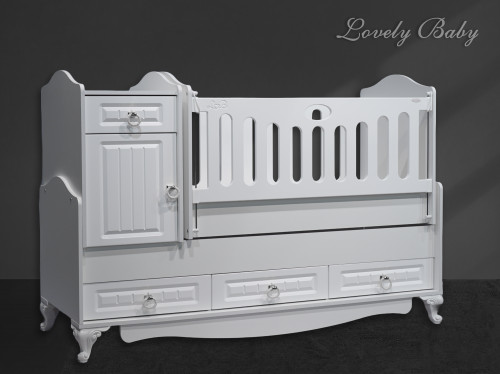 Кроватка-трансформер Lovely baby Lotos 170*60 и 120*60 белый