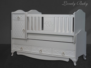 Кроватка-трансформер Lovely baby Mirage 170*60 и 120*60 белый