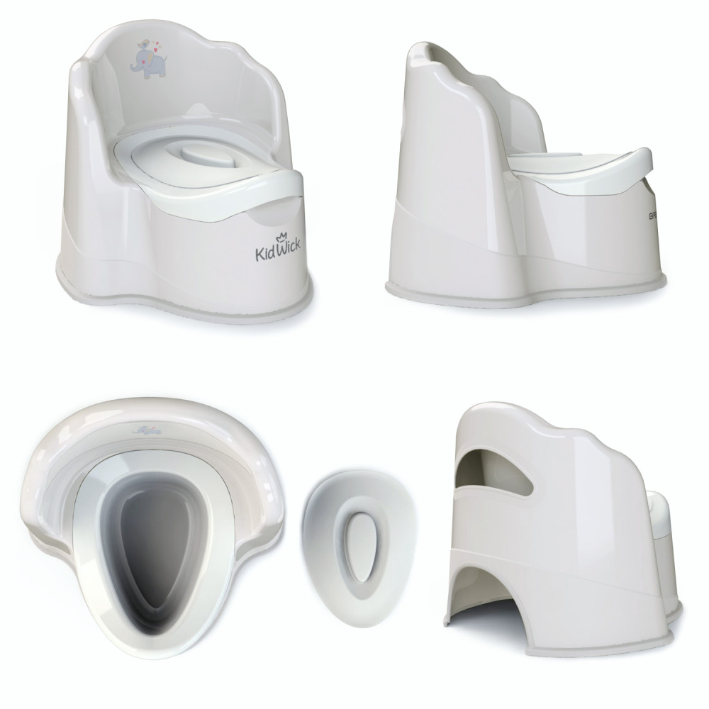 Горшок KidWick Королевский серый-т.серый/белый с белой крышкой