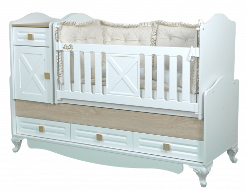 Кроватка-трансформер Lovely Baby Boni белый деревянные вставки