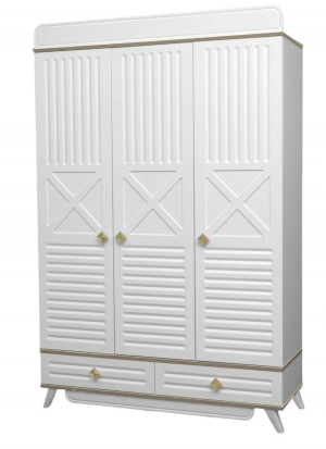 Шкаф Lovely Baby Boni 3-х дверный белый деревянные вставки