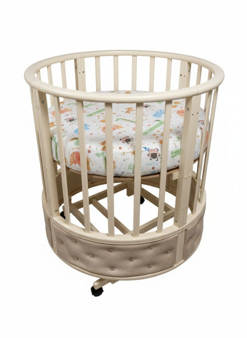 Кроватка-трансформер My Baby Амелия с обивкой 9 в 1 с маятником сл.кость