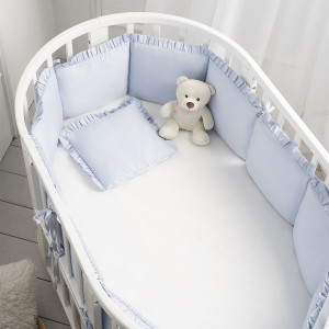 Защита для детской кроватки (бампер универсальный)"Soft Cotton" (Голубой) т.м.Perina