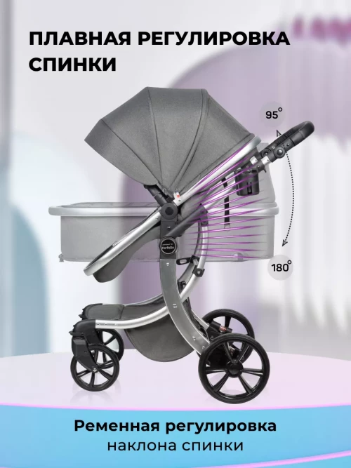 Коляска-трансформер Farfello Aimile Original New Silver 2 в 1 Темно-серый