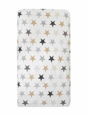 Простыня AmaroBaby на резинке круглая 75х75х12 бязь (Звезды пэчворк)