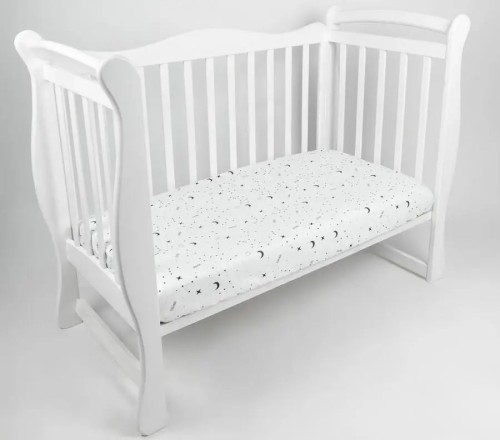 Простыня AmaroBaby на резинке 125х75х12 STARS, белый