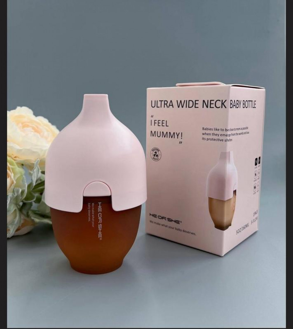 1 Детская бутылочка для кормления из силикона с держателем из пропилена и пластика HEORSHE, со сверхшироким горлышком, объемом 160 мл, в комплекте c с