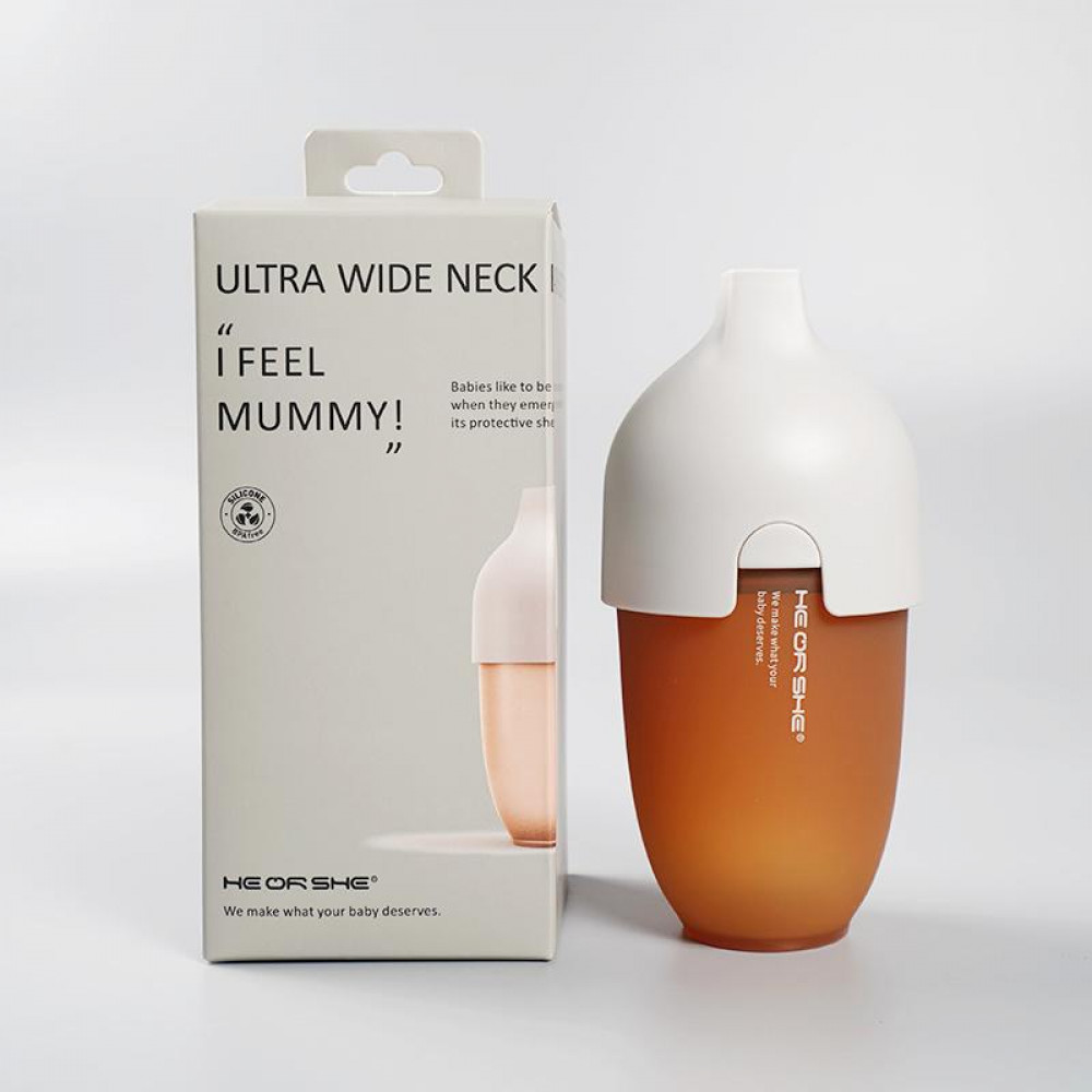 1 Детская бутылочка для кормления из силикона с держателем из пропилена и пластика HEORSHE, со сверхшироким горлышком, объемом 240 мл, в комплекте c с