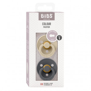 Набор пустышек латексных BIBS Colour: Vanilla/Iron, 0-6 месяцев