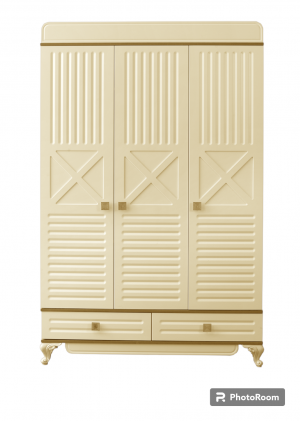 Шкаф Lovely Baby Boni 3-х дверный крем деревянные вставки