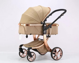 Коляска-трансформер Luxmom (Aimile) 608 2 в 1 эко кожа бежевая 