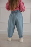 Брюки-бананы 12pelenok с защипами из фактурного денима, голубой - 74-80