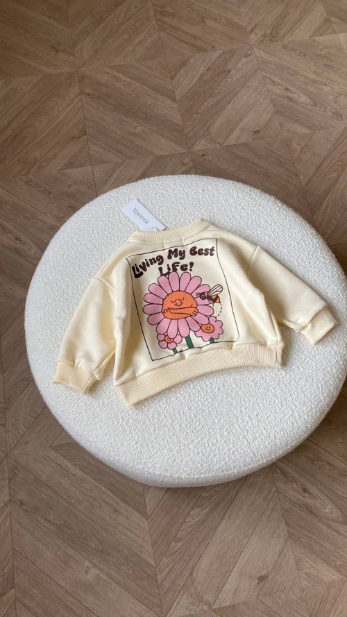 Свитшот 12pelenok oversize из петельчатого футера "Living my best life" 92-98