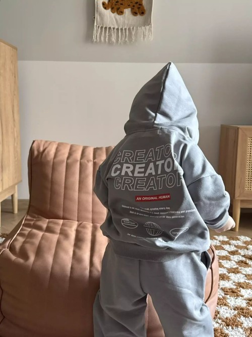 Худи 12pelenok oversize из петельчатого футера "Creator", темно-серый 74-80