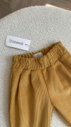 Брюки-бананы 12pelenok с защипами из вельвета, горчичный 74