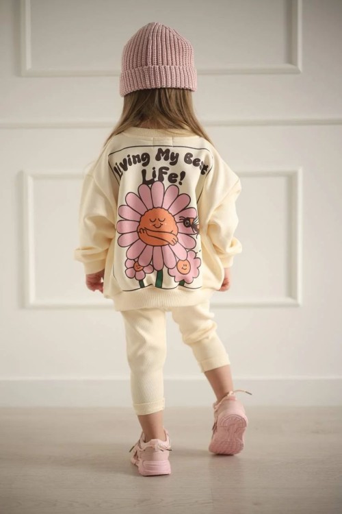 Свитшот 12pelenok oversize из петельчатого футера "Living my best life" 74-80