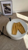 Брюки-бананы 12pelenok с защипами из вельвета, горчичный 68