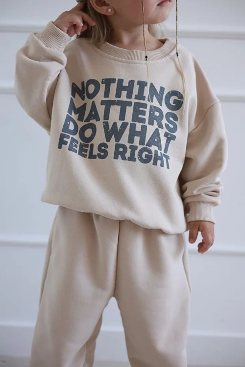 Свитшот 12pelenok оверсайз из петельчатого футера "Nothing matters", бежевый 86