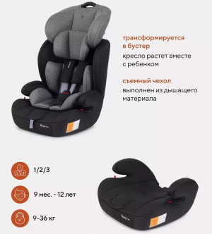 Автокресло Rant Basic Spark ZY10 1/2/3 (9-36 кг) Grey