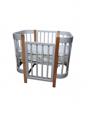 Кроватка Лель Би 185 90*70 (закругленный) муссон/натуральный