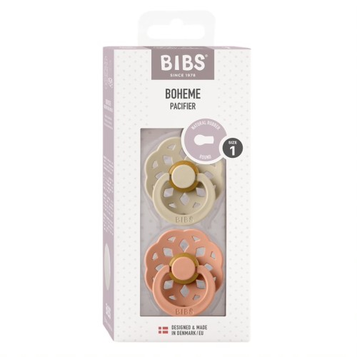 Набор пустышек латексных BIBS Boheme: Vanilla/Peach, 0-6 месяцев
