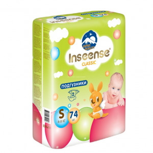 Подгузники  S (4-8 кг) Inseense Classic Plus 74 шт (салатовые) (4) - фото 1