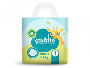 Подгузники LOVULAR GIRAFFE NB 0-4кг, 26 шт/уп