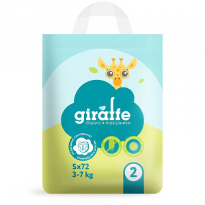 Подгузники LOVULAR GIRAFFE S 3-7кг, 72 шт/уп