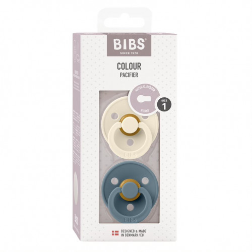 Набор пустышек латексных BIBS Colour, 2 шт.: Ivory/Petrol, 6+ мес.