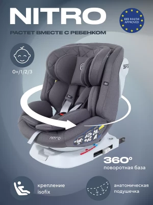 Автокресло Rant UB619 Nitro isofix 0/1/2/3 (0-36 кг) Grey 