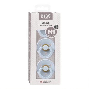 Набор пустышек латексных BIBS Try-it Colour, 3 шт. - Baby Blue, 0+ мес.