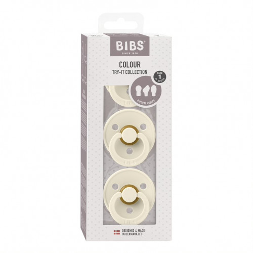Набор пустышек латексных BIBS Try-it Colour, 3 шт. - Ivory, 0+ мес.