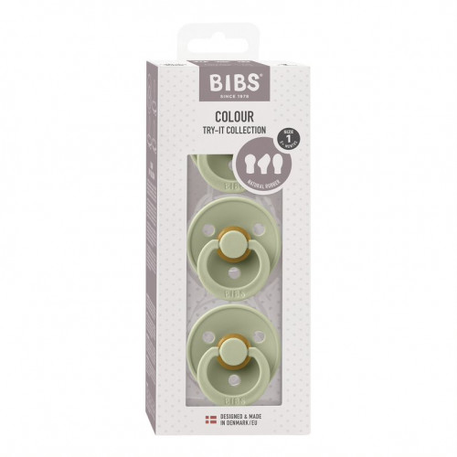 Набор пустышек латексных BIBS Try-it Colour, 3 шт. - Sage, 0+ мес.
