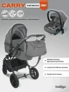 Коляска 3 в 1 Indigo Carry серый