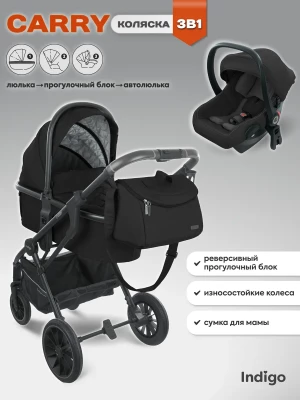 Коляска 3 в 1 Indigo Carry черный