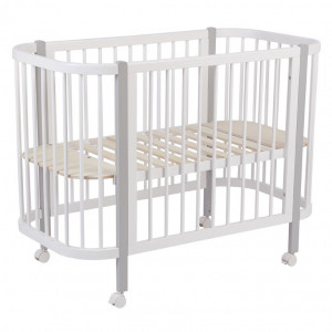 Кроватка Polini kids Simple 350 120*60 с маятником (закругленный) белый-серый