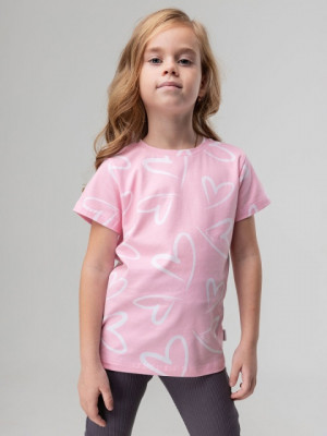 Футболка (Цвет розовый (белый), Размер 98-104), 4-316U - фото 1