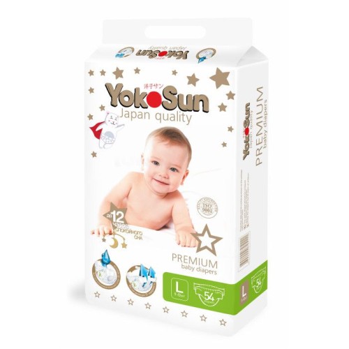 Трусики-подгузники YokoSun Premium  L (9-14 кг)  54 шт (4упак/кор)