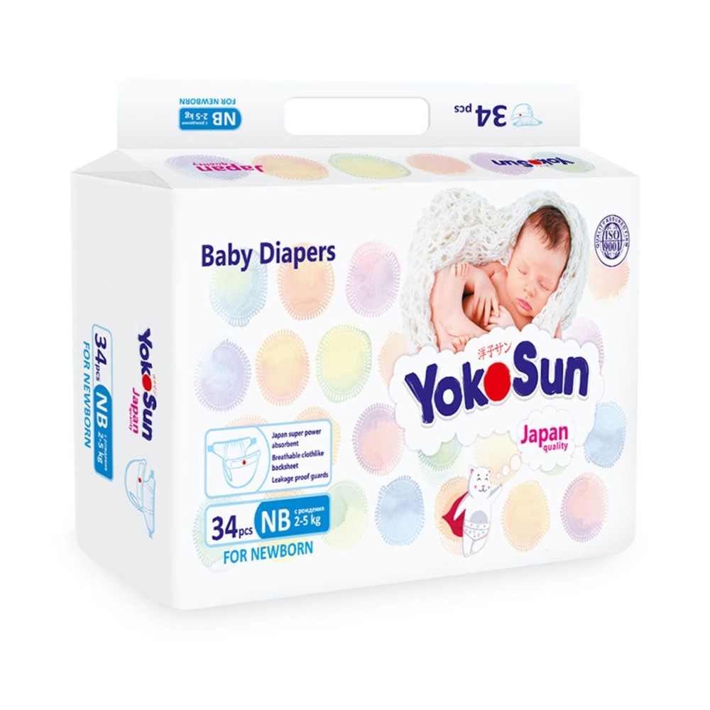 Подгузники YokoSun Comfort  NB (2-5 кг)  34 шт (8упак/кор)