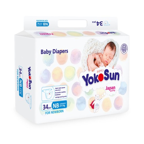 Подгузники YokoSun Comfort  NB (2-5 кг)  34 шт (8упак/кор)