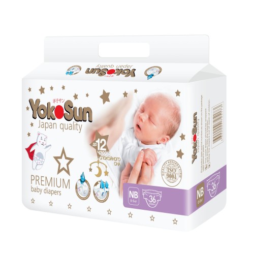 Подгузники YokoSun Premium  NB (0-5 кг) 36 шт (8упак/кор)
