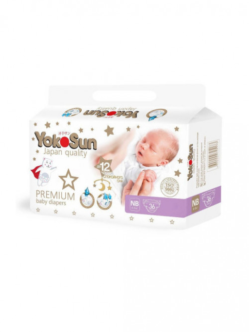 Подгузники YokoSun Premium NB (1) (0-5 кг) 36 шт/8