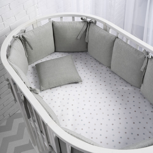 Бортики для кроватки Perina "Soft Cotton" (серый)  - фото 1